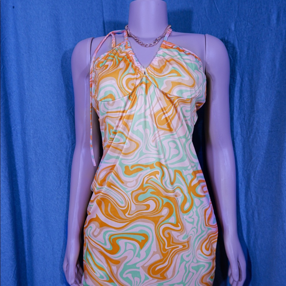Retro Groovy Orange And Green Dress